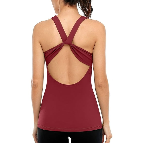 Attraco Workout Tank Top for Women Slim Fit Yoga Top Open Back Gym Muscle Shirts