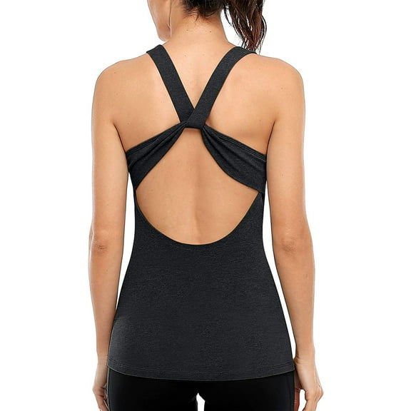 Attraco Workout Tank Top for Women Slim Fit Yoga Top Open Back Gym Muscle Shirts