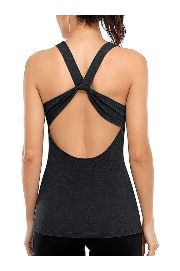 Workout Tank Top for Women Slim Fit Yoga Top Open Back Gym Muscle Shirts