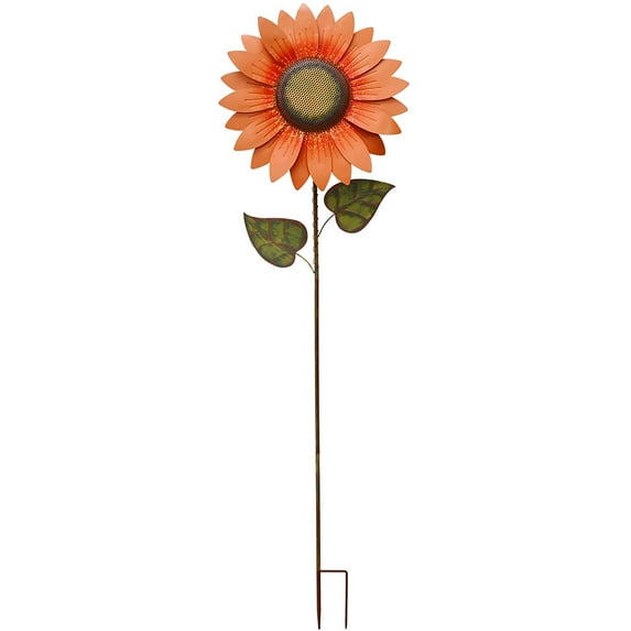 Attraction Design Flower Garden Stake Decorative Flower Yard Stake, Sunflower Decor Metal Yard Art Decor Outdoor Garden Decoration for Patio Porch Lawn Pathway Backyard (Light Orange Sunflower)