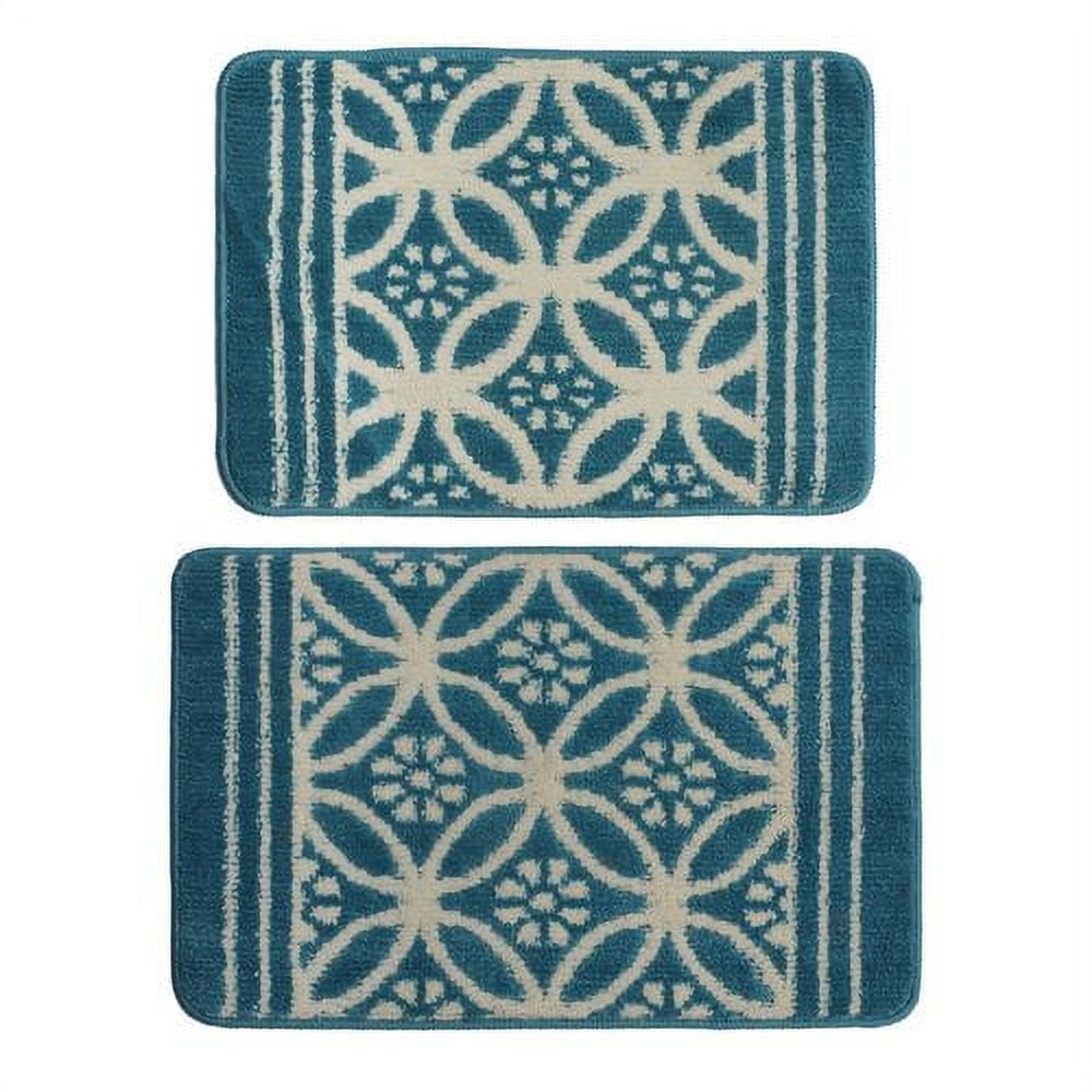 Attraction Design Home 2 Piece Blue/Cream Area Rug Set - Walmart.com