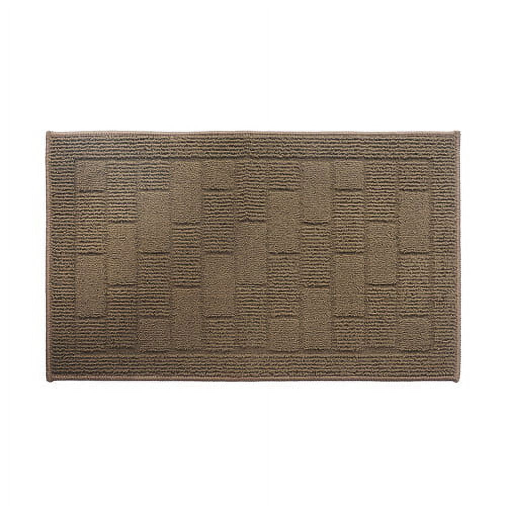 Brown Wool Rectangle Rug with Geometric Patterns