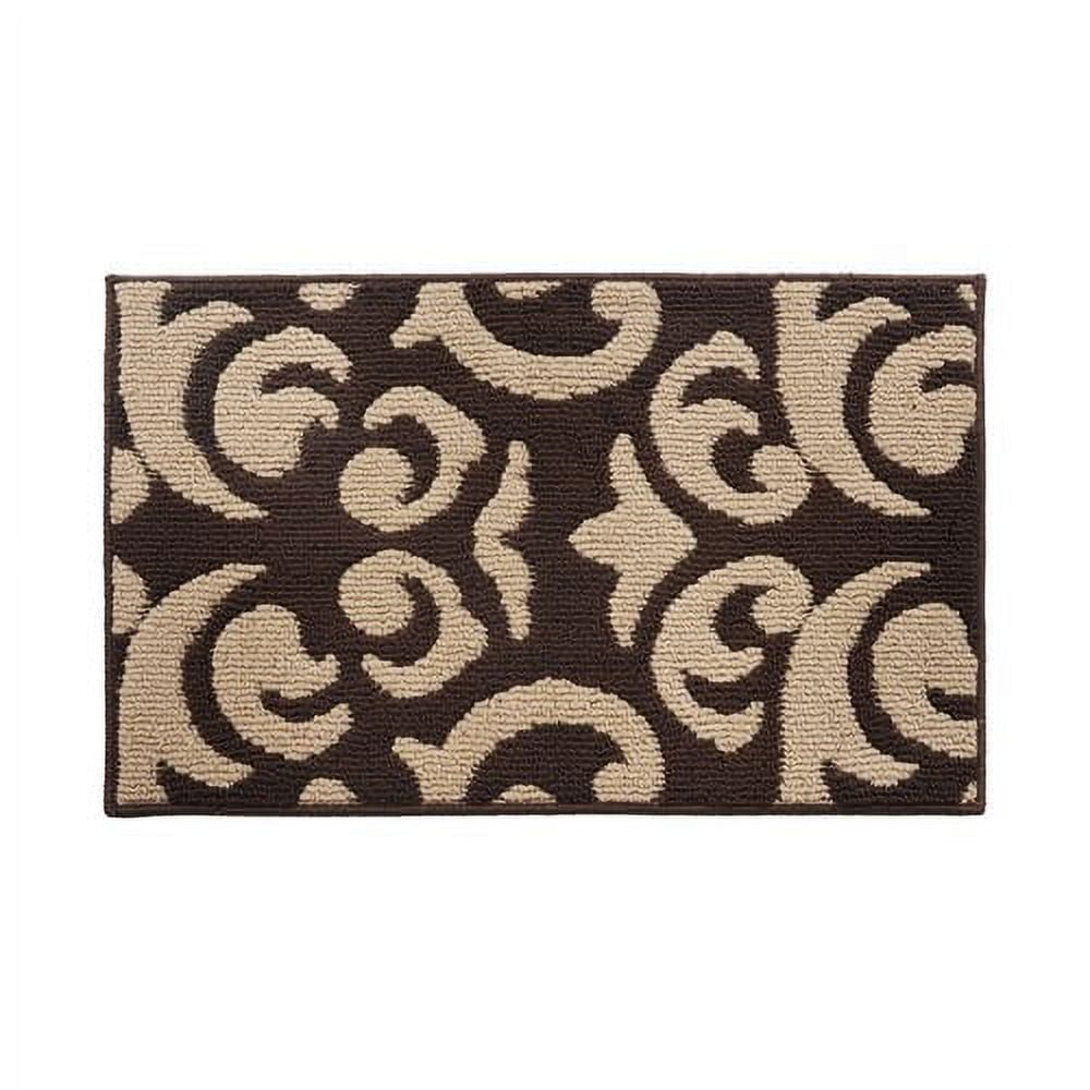 Small Brown and Beige Wool Rectangle Indoor Rug