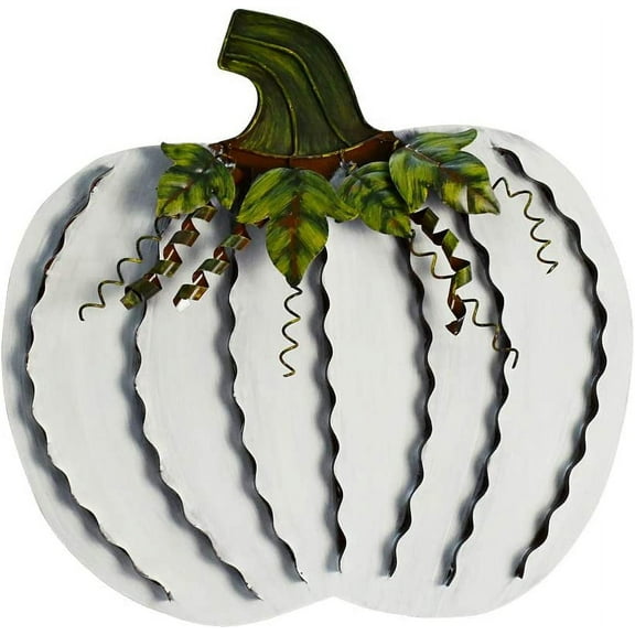 Attraction Design Metal Fall Pumpkin Decor, Indoor Outdoor Standing Flat Pumpkin Decoration for Autumn Harvest Thanksgiving Halloween Decoration Home House Kitchen Decor 18"X19"X1.5" (1, L)