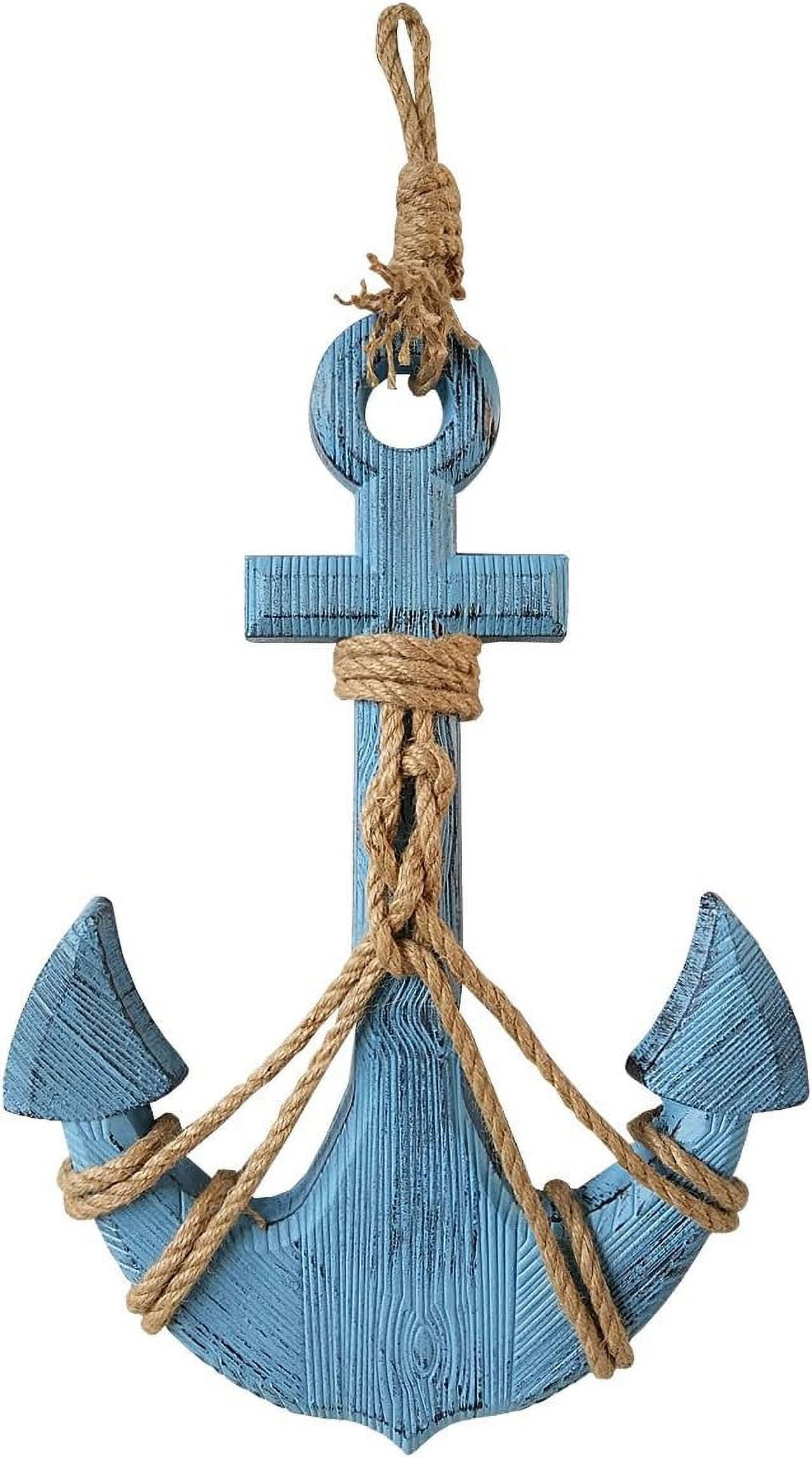 Tandefio 2-Piece Nautical Anchor Wall Decor - Antique Metal Anchor With Chain, 16 Inch Height, For Living Room, Bedroom, Or Outdoor