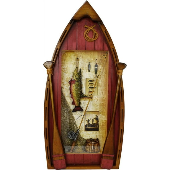 Attraction Design Wooden Boat Decor Hanging Wood Boat Decorations for Wall, Rustic Nautical Boat Decor Beach Theme Home Decoration Boat Model Home Decor for Bathroom Bedroom Lake House Decoration