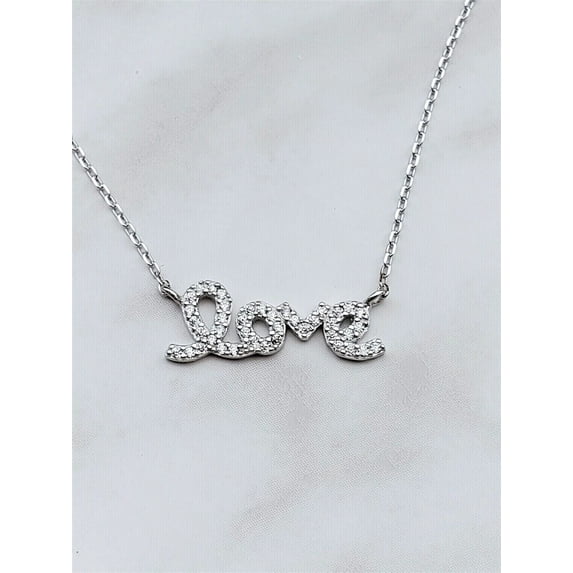 1Ct Round Cut Real Moissanite Womens Love Pendant 14K White Gold Plated