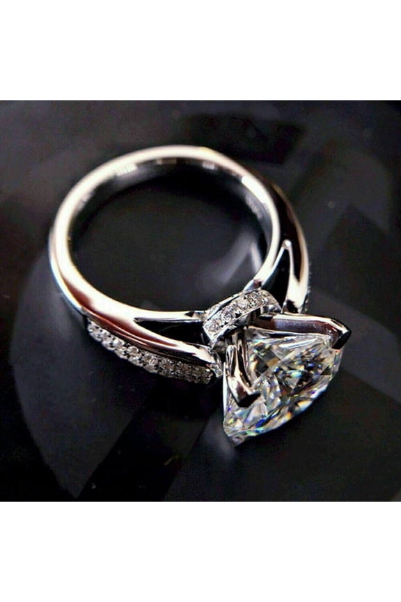 Attractive 3Ct Round Genuine Tested Moissanite Solitaire Ring 14k White Gold Plated Silver