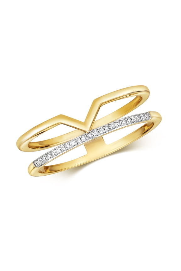 Attractive 9k Gold Women Diamond Ring Brilliant Cut H - I1