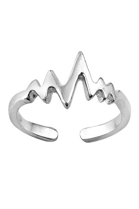 Attractive Adjustable Jewelry Heartbeat Women's Toe Ring 14k White Gold Plated Silver