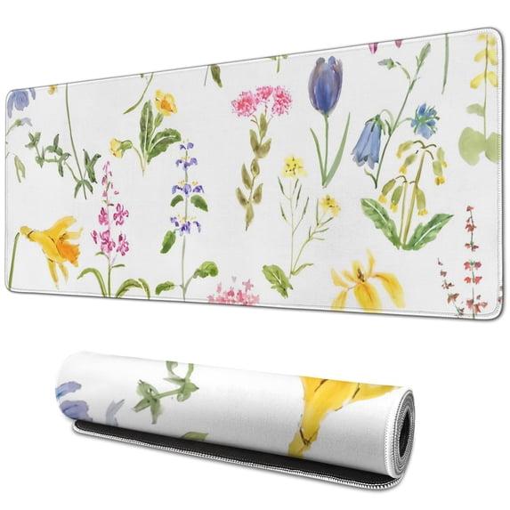 Attractive Anime Mouse Pad - Large Gaming Mat, Beautiful Flowers Desk Mat - Perfect for Women’s Office Décor & Desk Accessories - XL Laptop Keyboard Mat with Stitched Edges, 31.5x11.8 inches