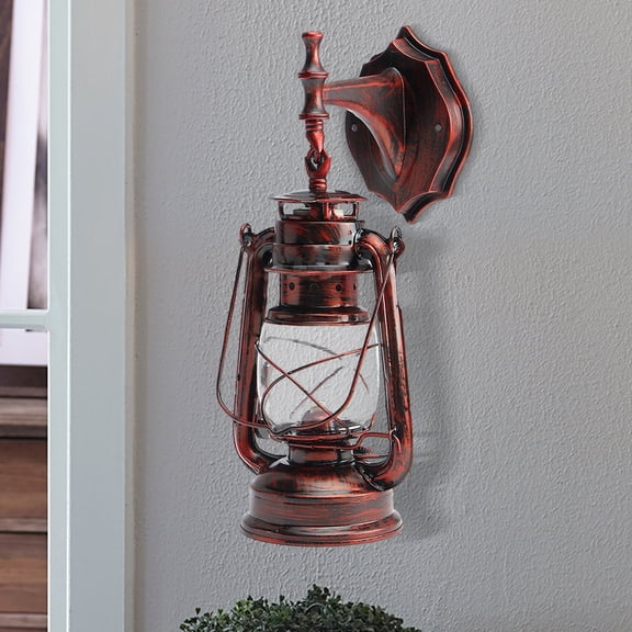 Attractive Appearance Retro Red Bronze Coloured Lantern Shaped wall light for the Living Room, Bedroom