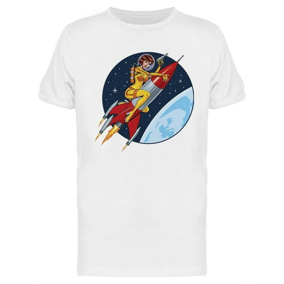 Attractive Astronaut Woman T-Shirt Men -Image by Shutterstock, Male Medium