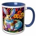 thumbnail image 1 of 3drose, Attractive Bunny in the Garden. Colorful Spring Flowers Digital Art, 15oz Two-tone Blue Mug, 1 of 6