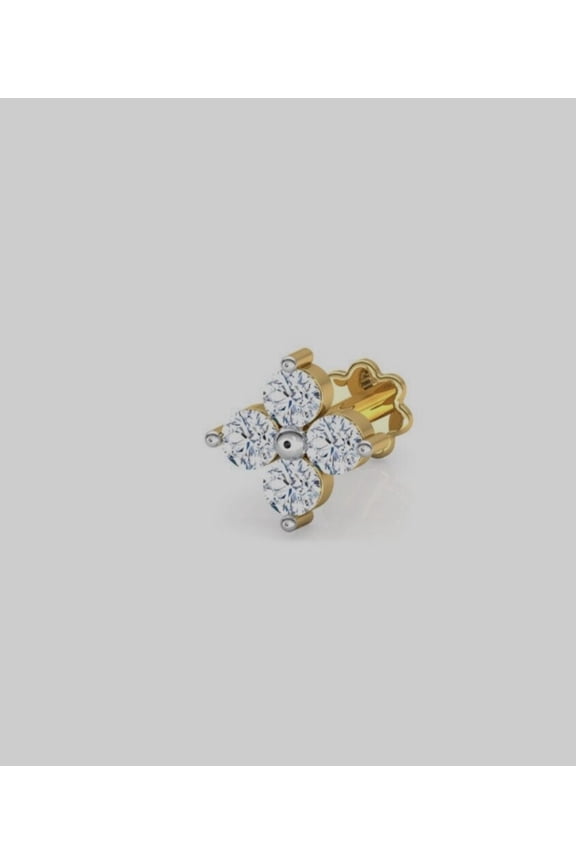 Attractive Cut Round Lab Created Diamond 14k Yellow Gold Plated Stud Ear Nose Pins Body Piercing Gift.