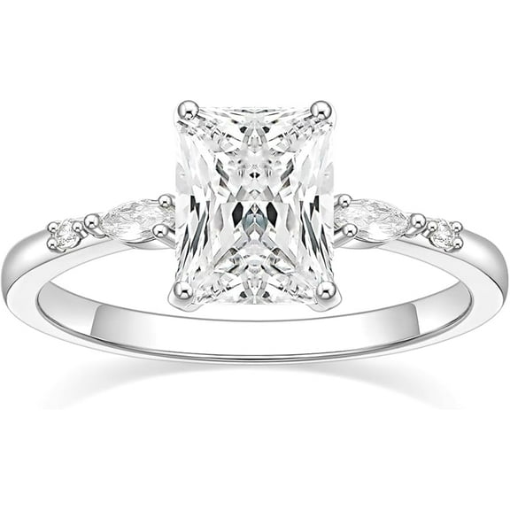 Attractive Engagement Diamond Ring Solid Yellow Gold Over Radiant Cut Custom Bridal Ring Valentine's Special For Love