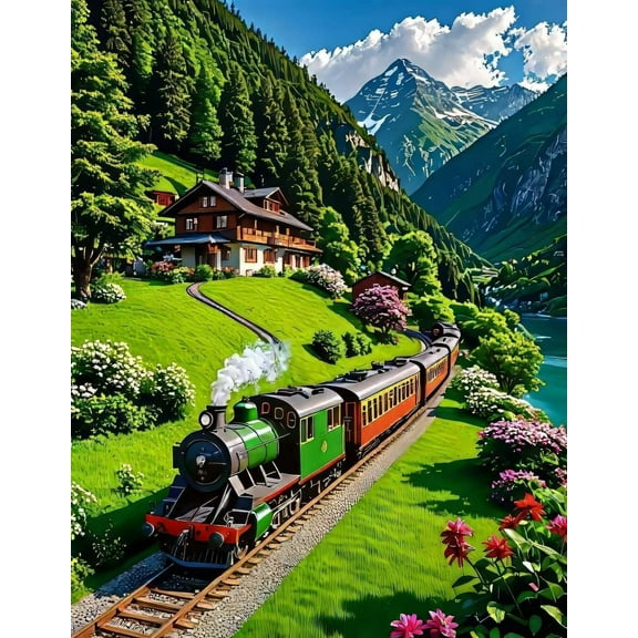 Attractive Jigsaw Red and Green Train Wooden Puzzles Adult Puzzles Stress Relief Games Party Entertainment Positive Thinking Puzzles Floor Puzzles Magic Puzzles 500 Piece