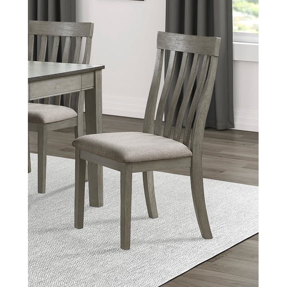 Attractive Light Gray Finish Side Chairs 4pc Set Slat Back Design Dining Kitchen Furniture