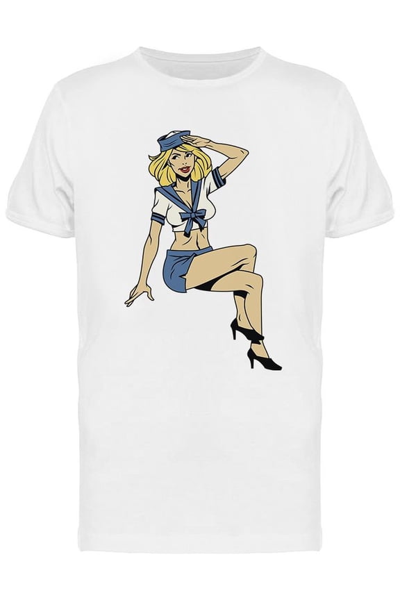 Attractive Pin Up Sailor  T-Shirt Men -Image by Shutterstock, Male Large