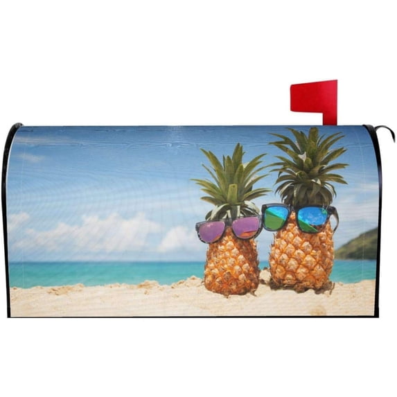 Attractive Pineapples Summer Beach Mailbox Cover Magnetic Waterproof Mailbox Wraps Post Letter Box Decor 25.5x21 in