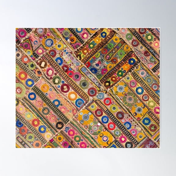 Attractive Retro Patchwork Pattern Poster Wall Art, Modern Wall Decor For Living Room Bedroom, 8x12 UNFRAMED