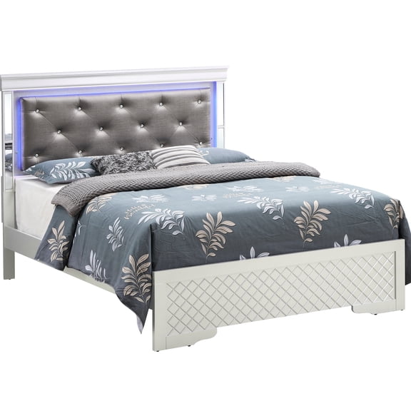 Attractive Transitional Full Bed In Silver Champagne - Long-lasting Construction, 80"d X 53"h 57"w, Assembly For Customization Build Lasting Use, Custom Options