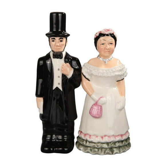 Attractives Magnetic Ceramic Salt Pepper Shakers Abraham Lincoln and Mary