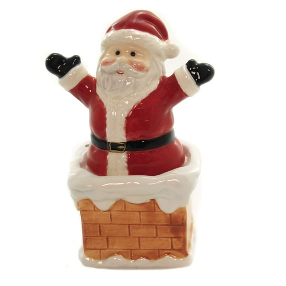 Attractives Santa On Chimney Ceramic Salt Pepper Shakers