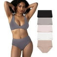 thumbnail image 1 of Attributes 5-Pack Women's Seamless Briefs, Panties Para Mujeres, Underwear, Grey/Rose/White/Pink/Sepia, Medium, 1 of 4