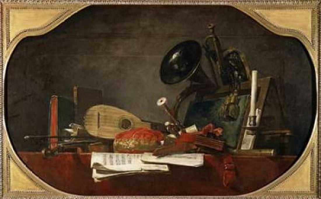 Attributes of Music Canvas Art - Jean-Baptiste-Simeon Chardin (12 x 18)