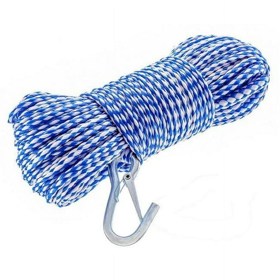 Attwood 117222 0.25 in. x 100 ft. Hollow Braid Polypropylene Anchor Line, Blue & White