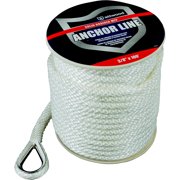 Attwood Polypropylene Anchor Line 3/8 inch x 100 Foot with Thimble - Durable Marine Rope