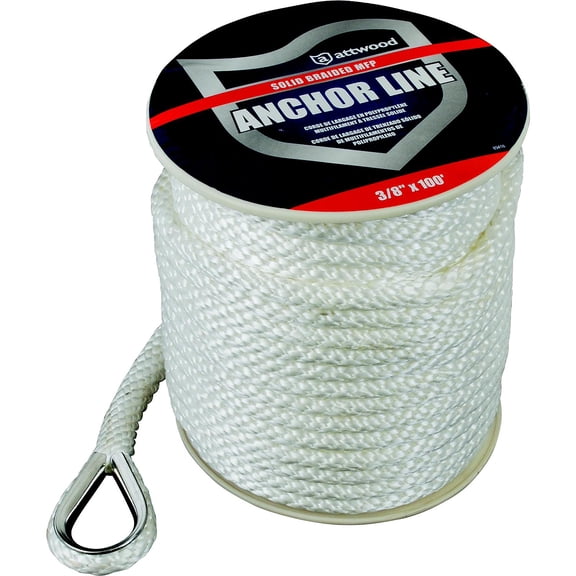 Attwood Marine Anchor Line Polypropylene 3/8 inch x 100 feet with Thimble
