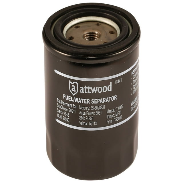 Attwood 11841-4 Universal Marine 10-Micron Fuel/Water Separator Filter with Double Gasket
