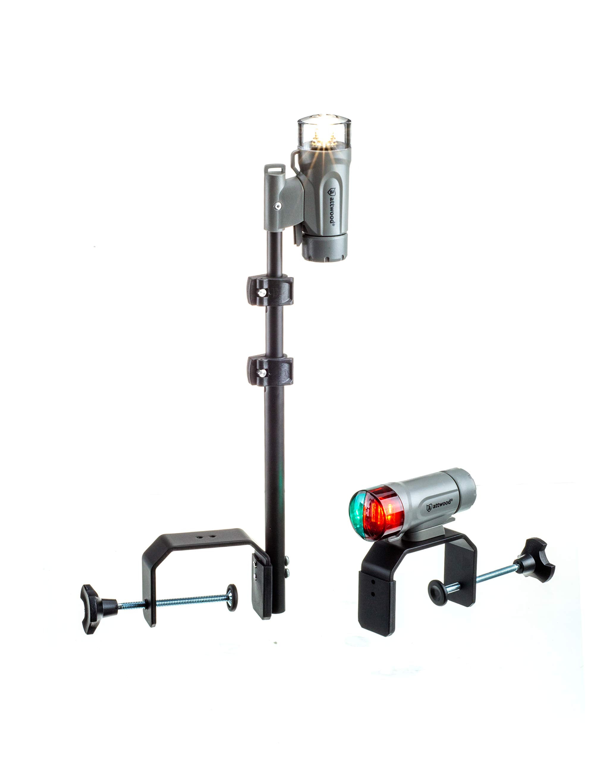 Attwood Gray Portable LED Navigation Light Kit with Telescoping C-Clamp Mount