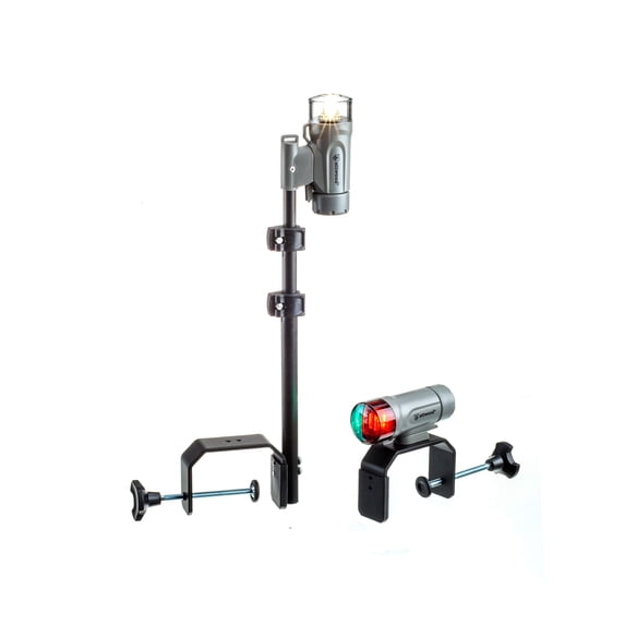 Attwood Gray Portable LED Navigation Light Kit with Telescoping C-Clamp Mount