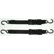 Attwood 15232-7 Quick-Release Transom Tie-Down Straps, Trailering, Padded Adjustable Buckle, S-Hooks, 2 Inches Wide, 4 Feet Long