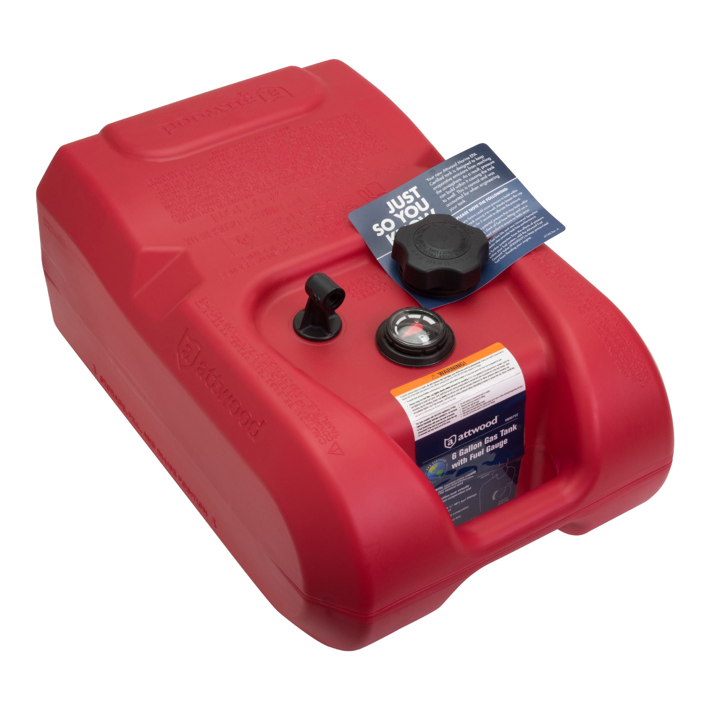 Attwood 6 Gal. EPA Portable Fuel Tank with Gauge 8806LPG2