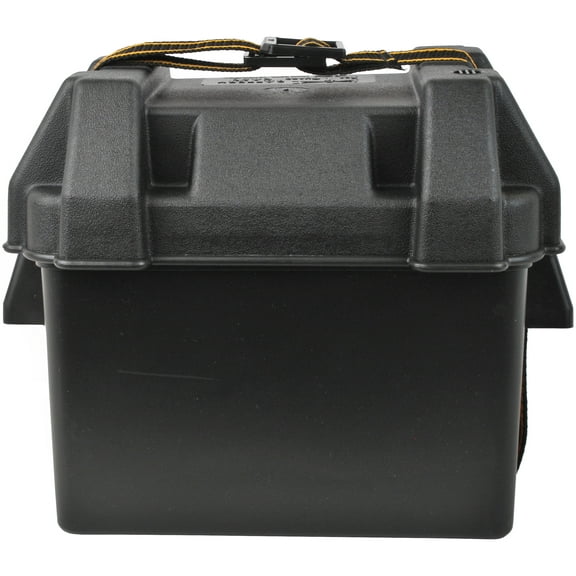 Attwood 9082-1 U1 Small Series 16 Vented Marine Boat Battery Box with Mounting Kit and Strap, Black
