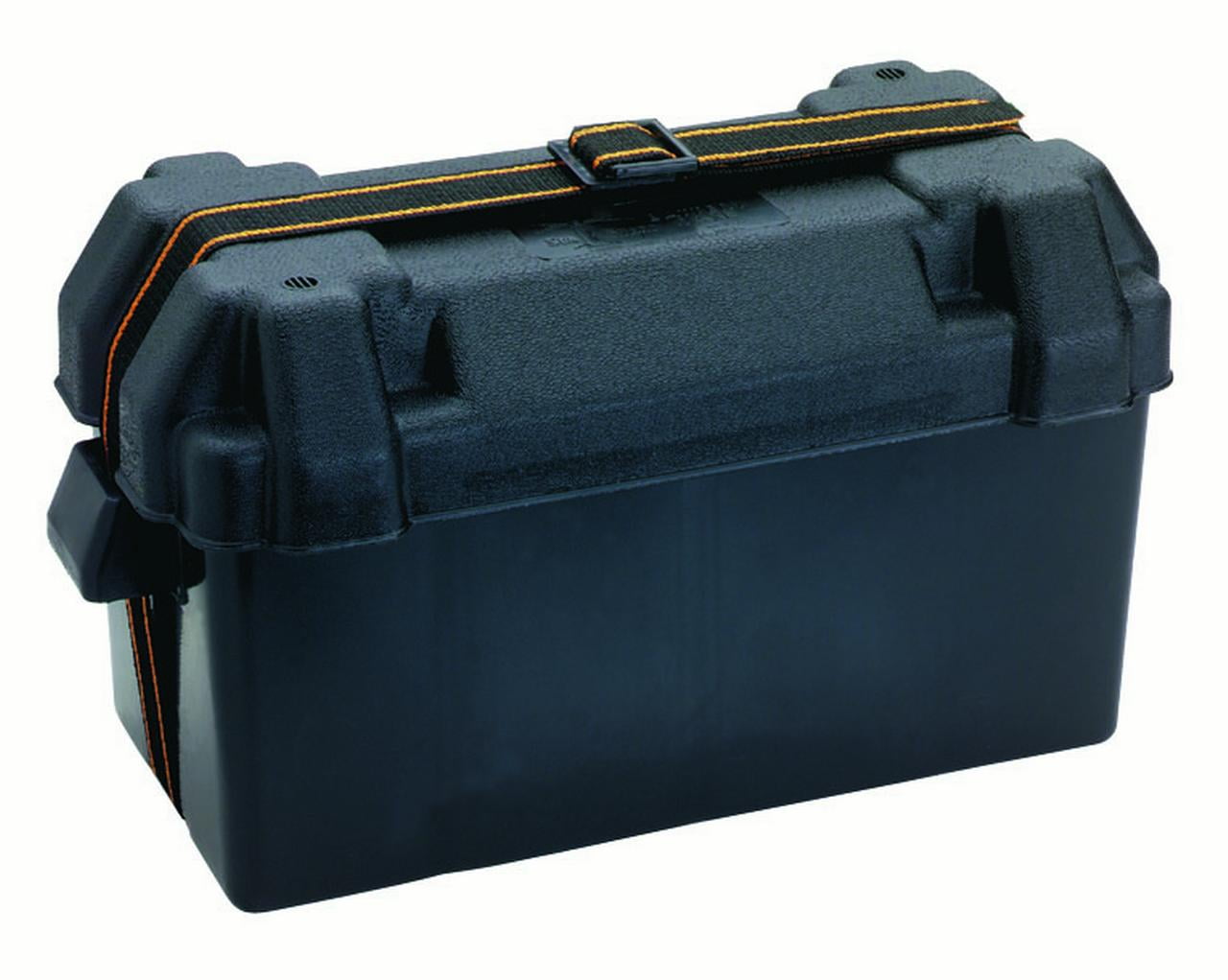 Attwood 9082-1 U1 Small Series 16 Vented Marine Boat Battery Box with  Mounting Kit and Strap, Black 
