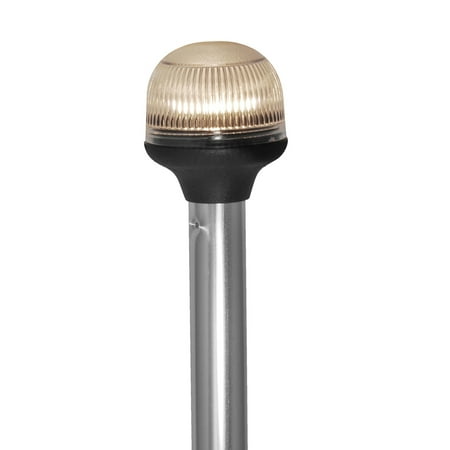 Attwood All-Around Fold-Down Incandescent Anti-Glare Lens Light - 20" Aluminum Pole - 12V - Horizontal Composite Base | Bundle of 2