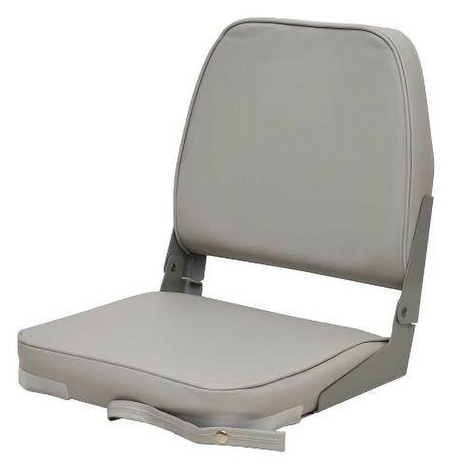 Gray Low-Back Padded Boat Seat with Plastic Frame