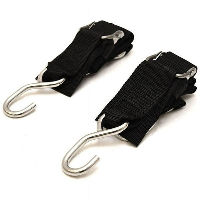 Attwood Boat Transom Tie-Down Straps 15232SS-7 | Black 4 Foot (Pack)