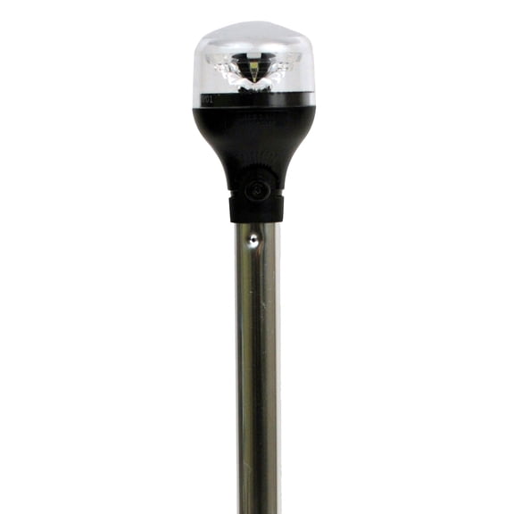 Attwood LightArmor Plug-In All-Around Light - 20" Aluminum Pole - Black Horizontal Composite Base w/Adapter | Bundle of 2