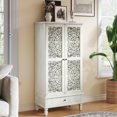 thumbnail image 1 of Atumcto 55" Tall Storage Cabinet with 2 Doors & Drawer, Vintage Carved Wood Accent Cabinet with Solid Wood Legs, Stylish Storage Solution for Living Room, Entryway, Dining Room, Antique Gray White, 1 of 17