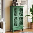 thumbnail image 1 of Atumcto 55" Tall Storage Cabinet with 2 Doors & Drawer, Vintage Carved Wood Accent Cabinet with Solid Wood Legs, Stylish Storage Solution for Living Room, Entryway, Dining Room, Antique Green, 1 of 17