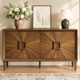 thumbnail image 1 of ATUMCTO 60" Farmhouse Sideboard Buffet Cabinet with Storage, Sunburst Doors, Adjustable Shelves, Antique Brown, 1 of 12