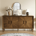 thumbnail image 1 of Atumcto 60" Rustic Farmhouse Buffet Sideboard Cabinet with Storage, Elegant Antique Antique Brown Credenza with Symmetrical Sunburst Doors, Adjustable Shelves for Living Room or Hallway, 1 of 19