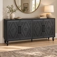 thumbnail image 1 of Atumcto 63" Buffet Storage Cabinet with Carved Floral Doors, 2 Adjustable Shelves, Black, 1 of 9