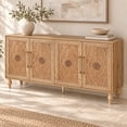thumbnail image 1 of Atumcto 63" Sideboard Buffet Cabinet with Carved Floral Doors, Adjustable Shelves, Natural, 1 of 9